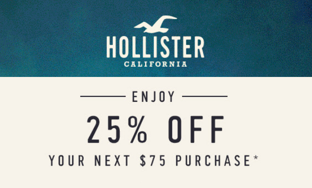 Hollister 25 off 75 Coupon