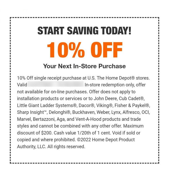 Home Depotโ10% off Coupon - IN-STORE ONLY (No HD Credit Card Required)โ๐๐ป๐๐๐ฎ๐ป๐ ๐๐ฒ๐น๐ถ๐๐ฒ๐ฟ๐
