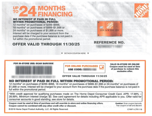 Home Depot Coupon−No Interest up to 24 Months Financing−𝗜𝗻𝘀𝘁𝗮𝗻𝘁 𝗗𝗲𝗹𝗶𝘃𝗲𝗿𝘆