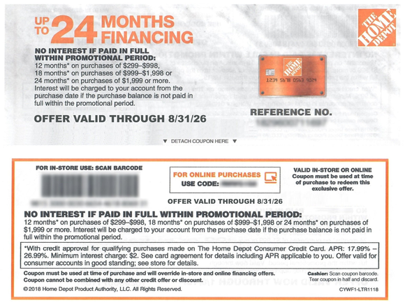 Home Depot−No Interest up to 24 Months Financing−Instant