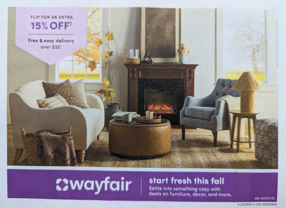 Wayfair 15% off Coupon−Instant Delivery