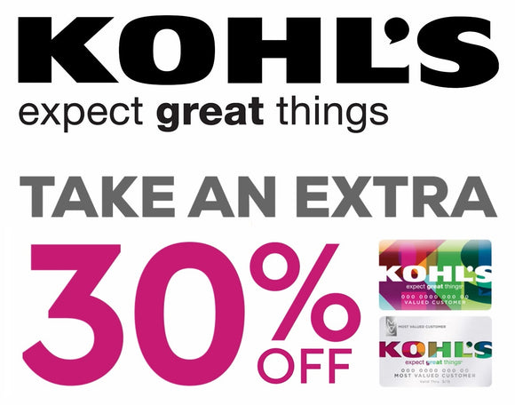 Kohl's 30% off Entire Purchase (In-Store and Online)−𝗜𝗻𝘀𝘁𝗮𝗻𝘁 𝗗𝗲𝗹𝗶𝘃𝗲𝗿𝘆