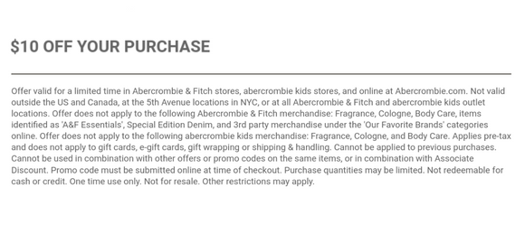 Abercrombie $10 off Anything Coupon−𝗘𝗺𝗮𝗶𝗹 𝗗𝗲𝗹𝗶𝘃𝗲𝗿𝘆