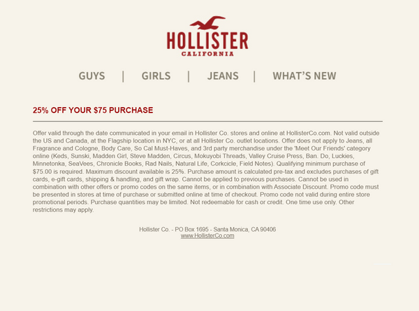 Hollister 25 off sale